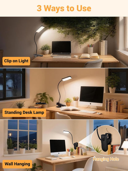 LuminGlow Pro Clip Lamp – Cozy Bedroom Decor Reading Light for Headboard and Nightstand, Warm Dimmable LED