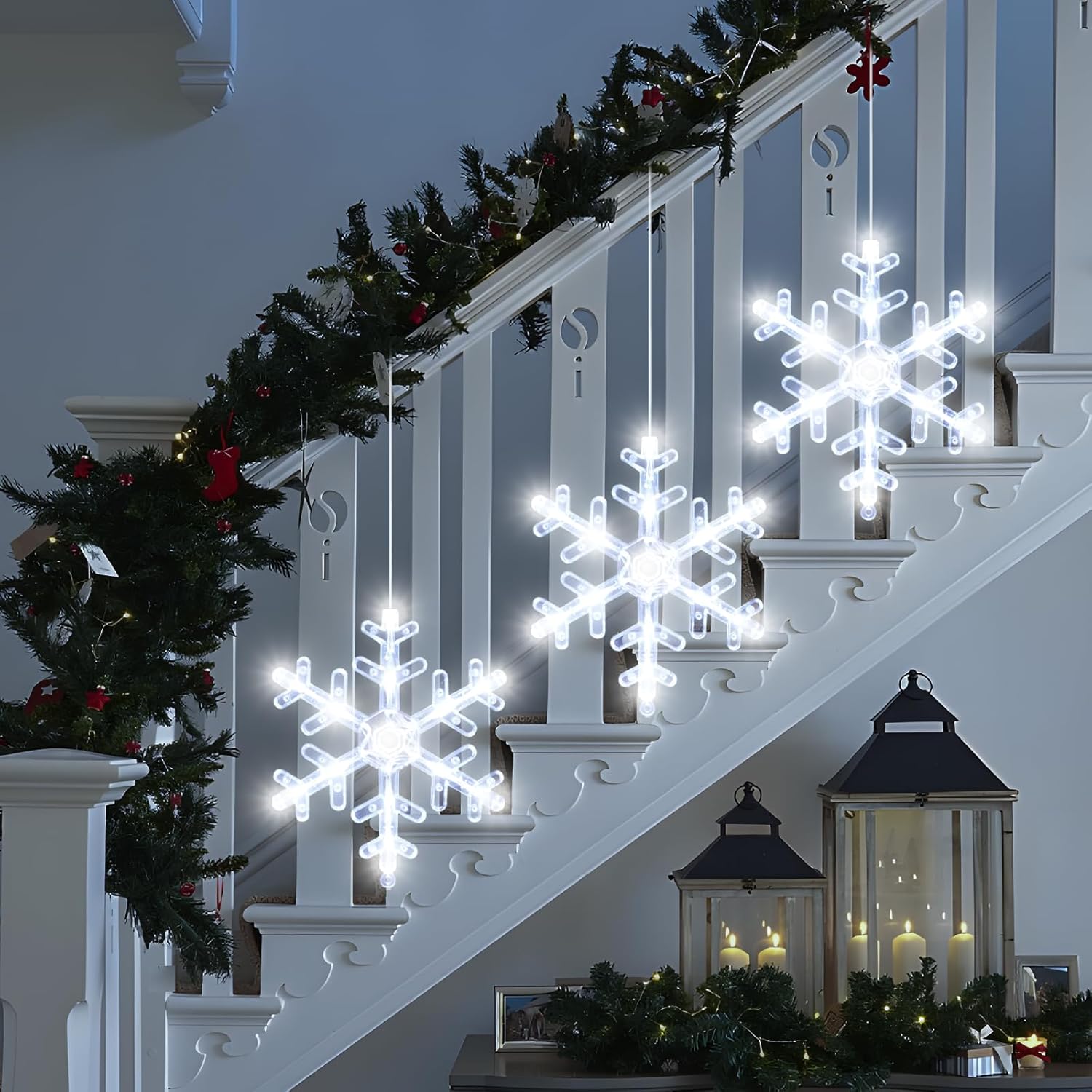 LuminGlow Snowflake Window Lights – Portable Holiday Glow for Patios, Balconies & Covered Outdoor Dining