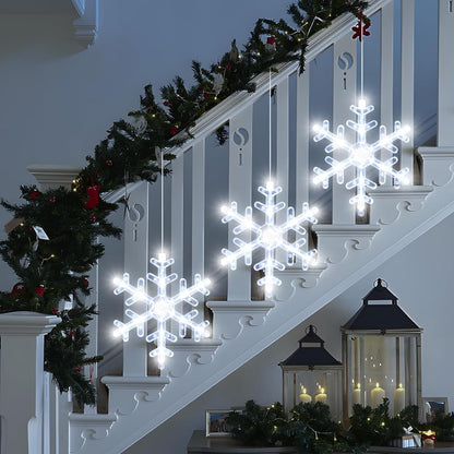 LuminGlow Snowflake Window Lights – Portable Holiday Glow for Patios, Balconies & Covered Outdoor Dining