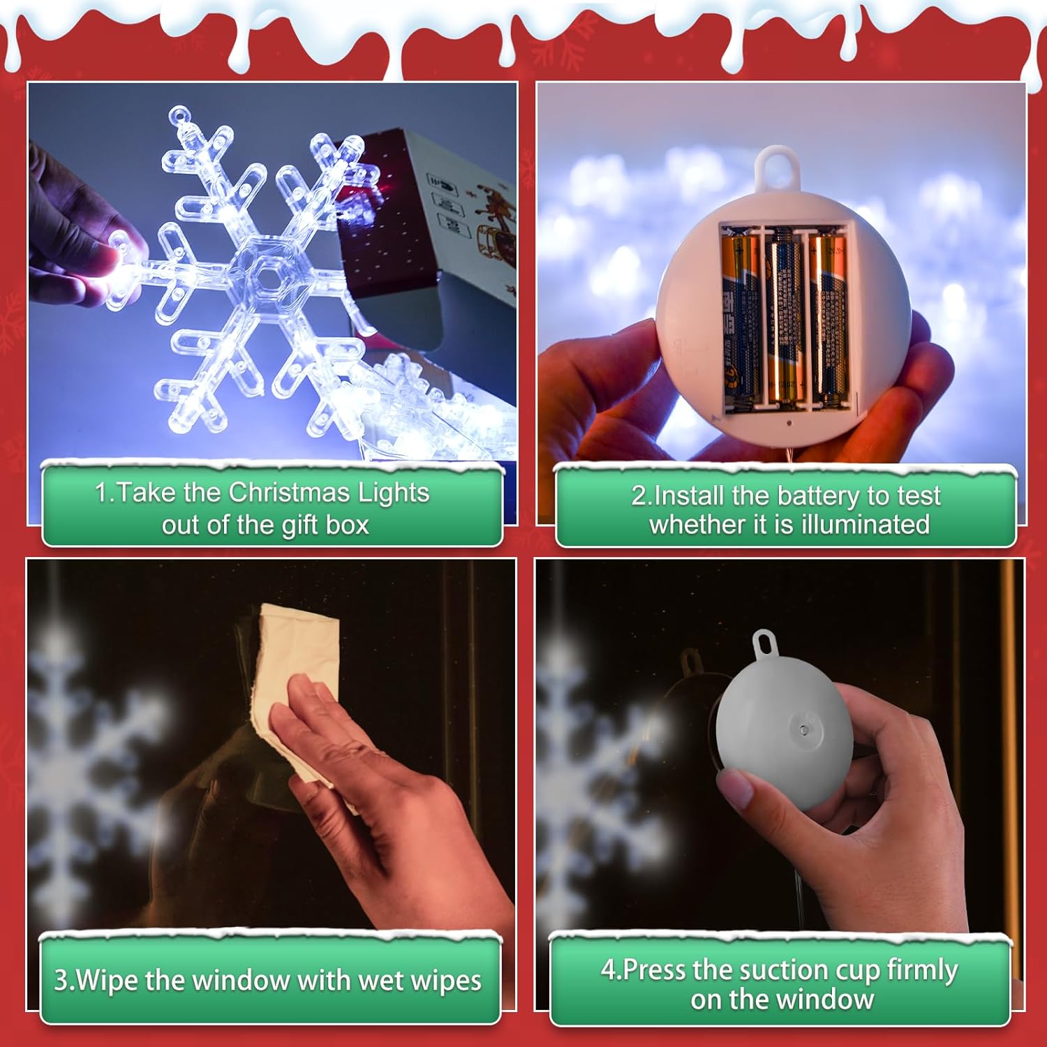 LuminGlow Snowflake Window Lights – Portable Holiday Glow for Patios, Balconies & Covered Outdoor Dining