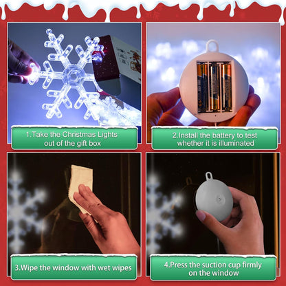 LuminGlow Snowflake Window Lights – Portable Holiday Glow for Patios, Balconies & Covered Outdoor Dining