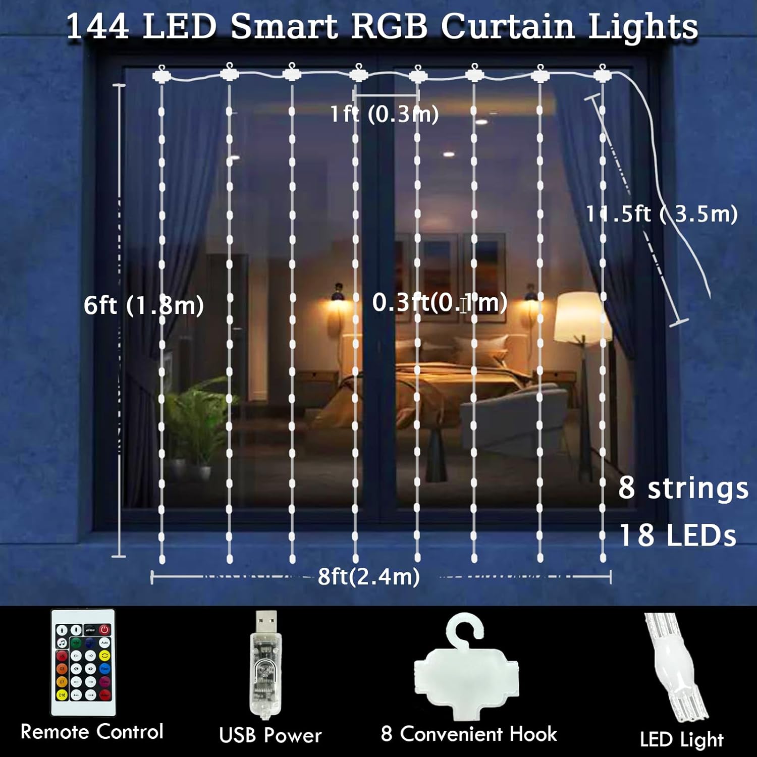 LuminVue Smart Curtain Lights – Focus Ritual Home Office Backdrop, Timer Scheduling App Controlled RGB