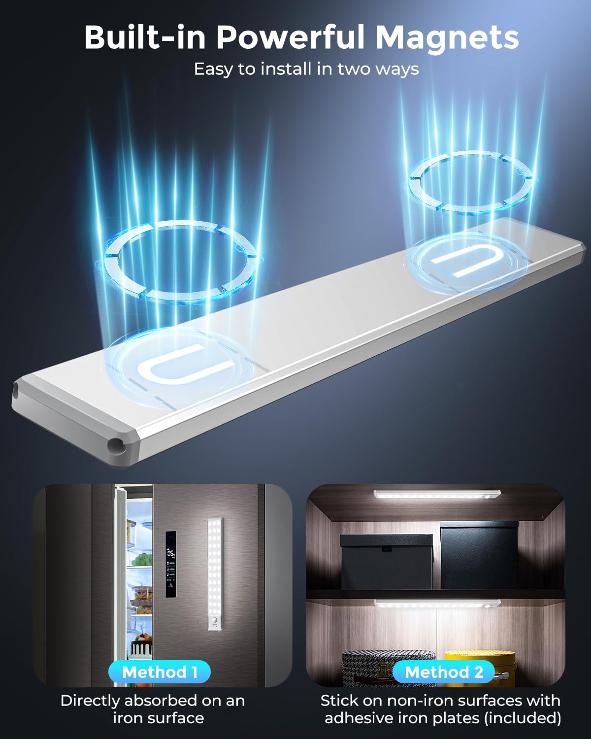 LUMIORA Wireless LED Light – 0.4 Inch Aluminum Profile Motion Sensor Bar, Effortless Less-Is-More Kitchen Upgrade, 2 Pack