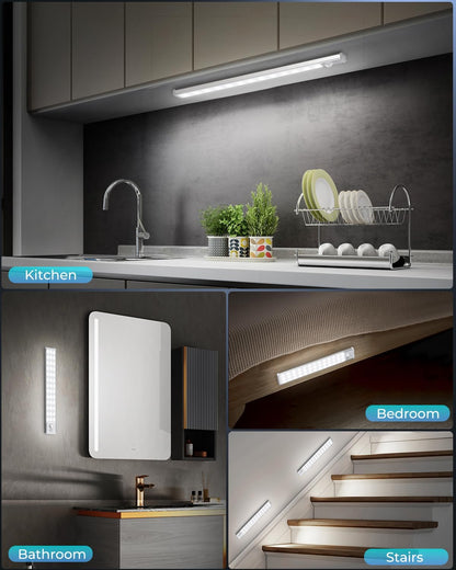 LUMIORA Wireless LED Light – 0.4 Inch Aluminum Profile Motion Sensor Bar, Effortless Less-Is-More Kitchen Upgrade, 2 Pack