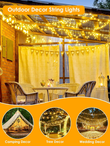 LumiWeave Flameless LED Fairy Lights Plug in – No Heat No Fire Copper Wire String Lights with Auto Timer for Bedroom Pet Home and Senior Living