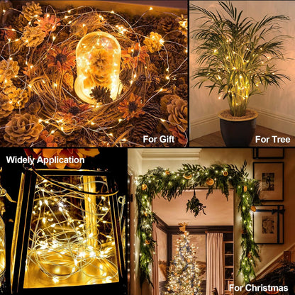 Lumoonity Copper Wire Fairy Lights – Living Room & Dorm Room Wall Decor, 5 Lighting Modes Warm Glow