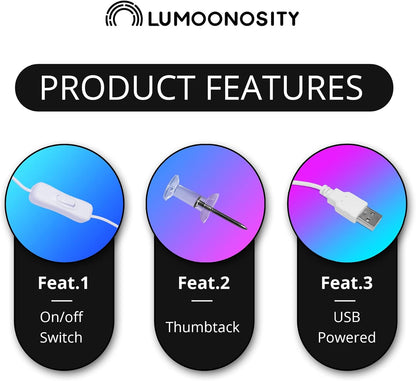 Lumoonosity Planet Neon Light - Unique Housewarming Gift for Women and Mom, Blue Pink LED Wall Sign for Bedroom Decor, USB Powered Night Light with Switch