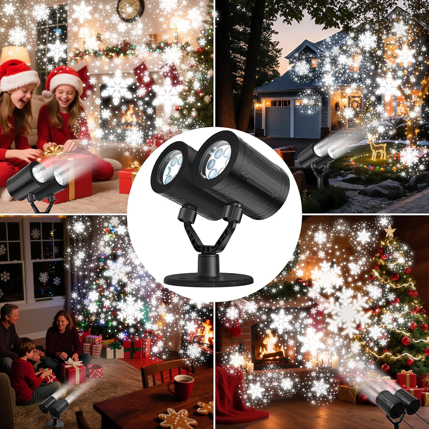 Lumora Glow Snowflake Projector Lights – Flame-Free Nursery Night Light for Baby's First Christmas