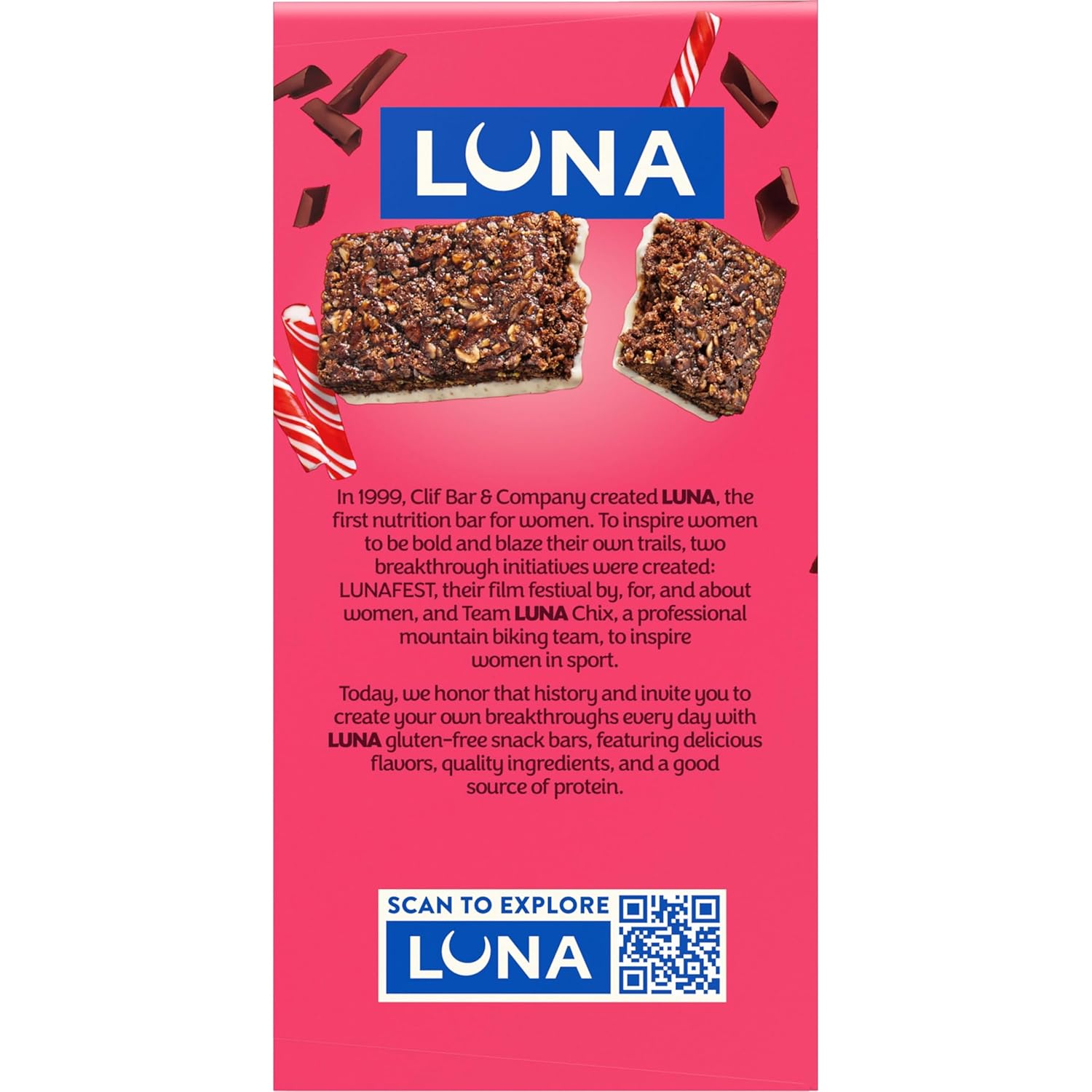 LUNA Bar Chocolate Peppermint Stick – Quick Desk Snack for Focused Workdays, Individually Wrapped Protein Bars 12 Pack