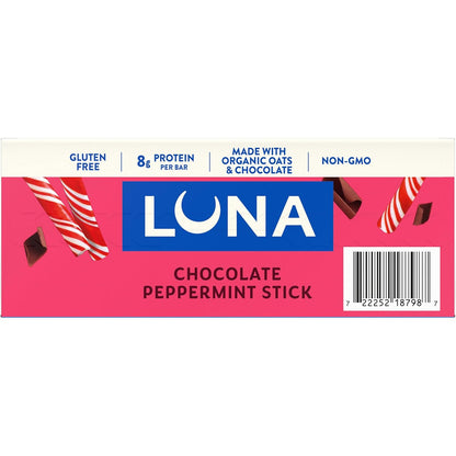 LUNA Bar Chocolate Peppermint Stick – Quick Desk Snack for Focused Workdays, Individually Wrapped Protein Bars 12 Pack