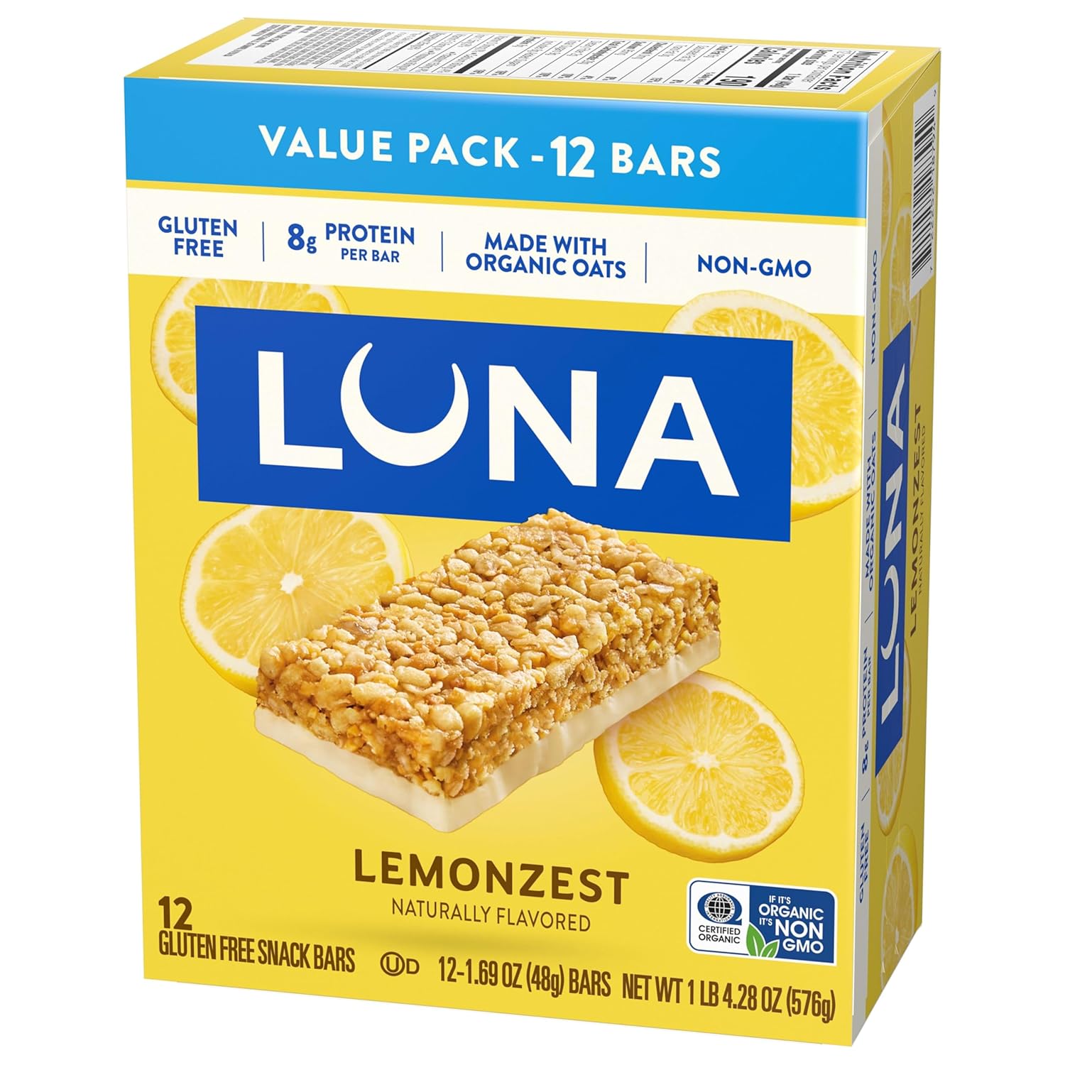 LUNA Bar LemonZest Gluten Free Snack Bar – Mindful Afternoon Pick-Me-Up for Self-Care Routines