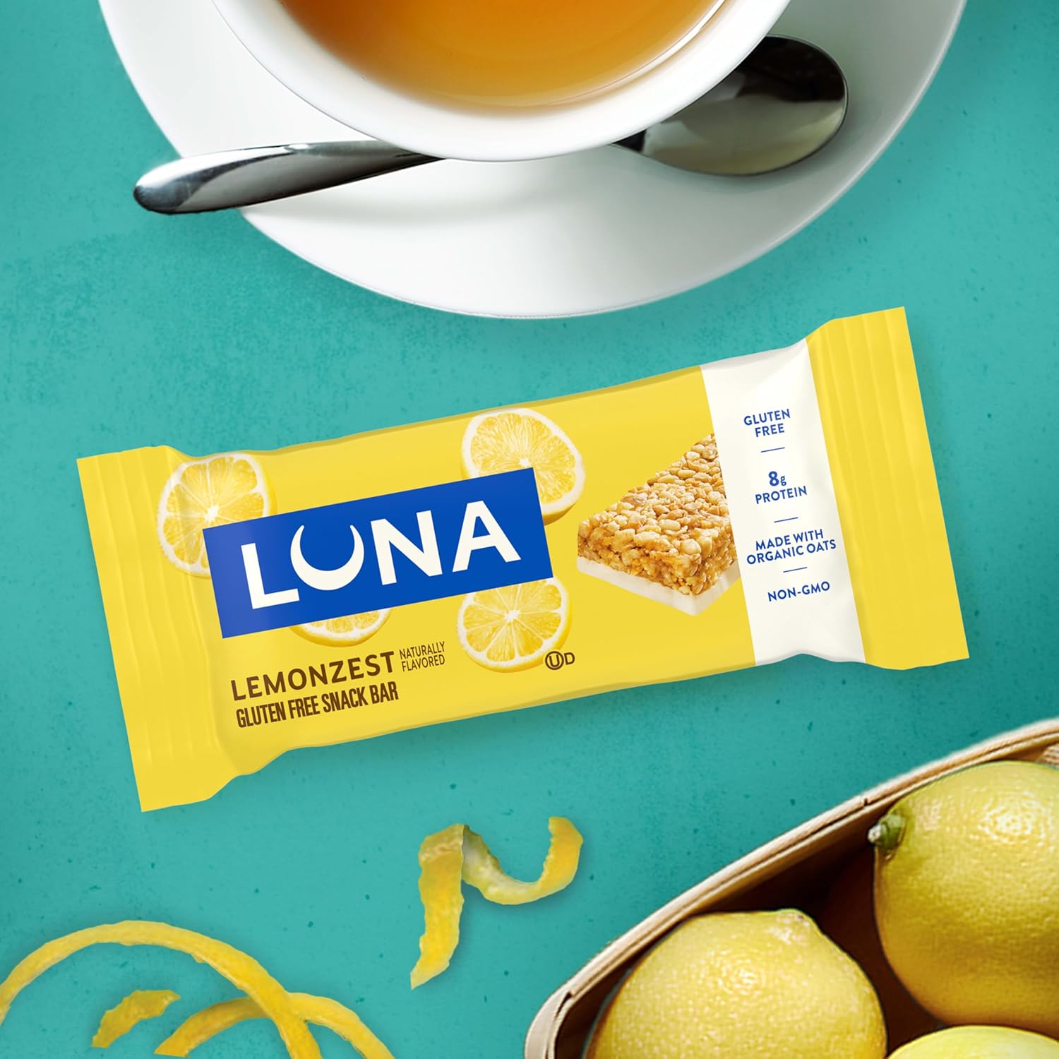 LUNA Bar LemonZest Gluten Free Snack Bar – Mindful Afternoon Pick-Me-Up for Self-Care Routines