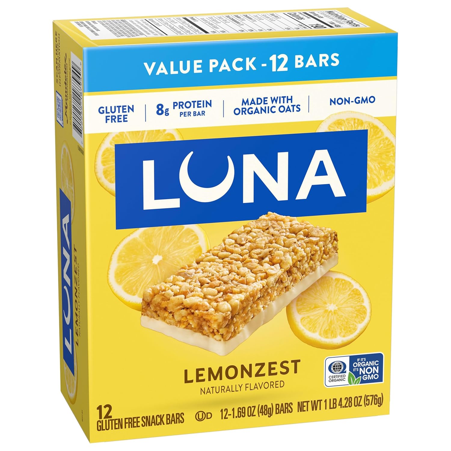 LUNA Bar LemonZest Gluten Free Snack Bar – Mindful Afternoon Pick-Me-Up for Self-Care Routines
