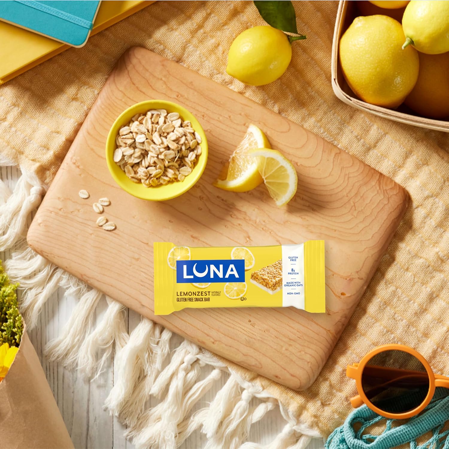 LUNA Bar LemonZest Gluten Free Snack Bar – Mindful Afternoon Pick-Me-Up for Self-Care Routines