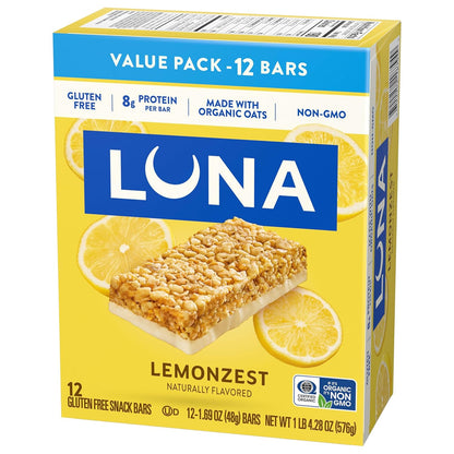 LUNA Bar LemonZest Gluten Free Snack Bar – Portable Fuel for Hiking Trails and Weekend Adventures