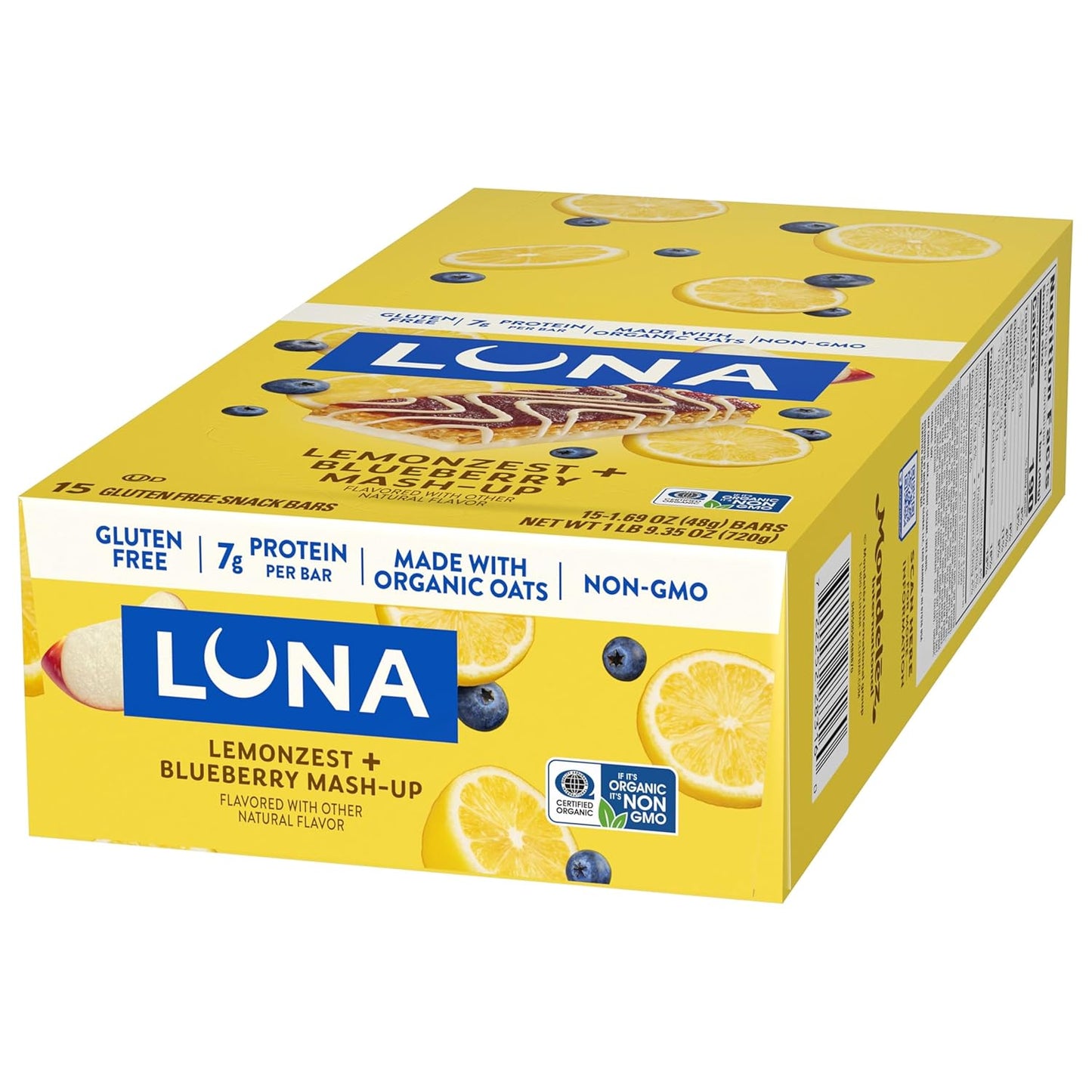 LUNA Bar Mash-Ups LemonZest + Blueberry – Grab-and-Go Snack for Home Office and Commute Fuel