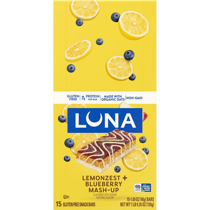 LUNA Bar Mash-Ups LemonZest + Blueberry – Grab-and-Go Snack for Home Office and Commute Fuel