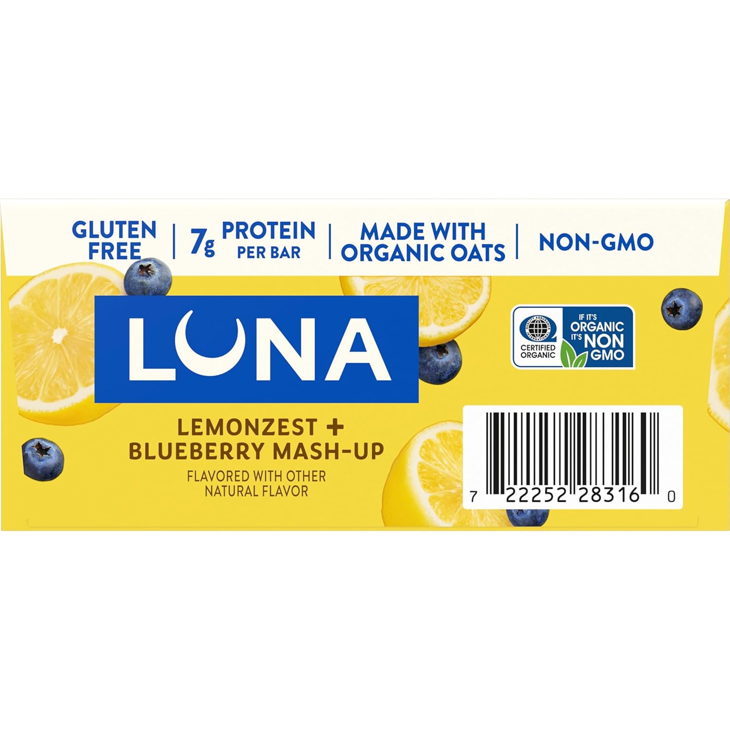 LUNA Bar Mash-Ups LemonZest + Blueberry – Plant-Based Snack for Self-Care Routines and Mindful Midday Breaks