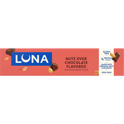 LUNA Bar Nutz Over Chocolate - Sustained Energy Snack for Busy Professionals, Home Office & Focus Fuel