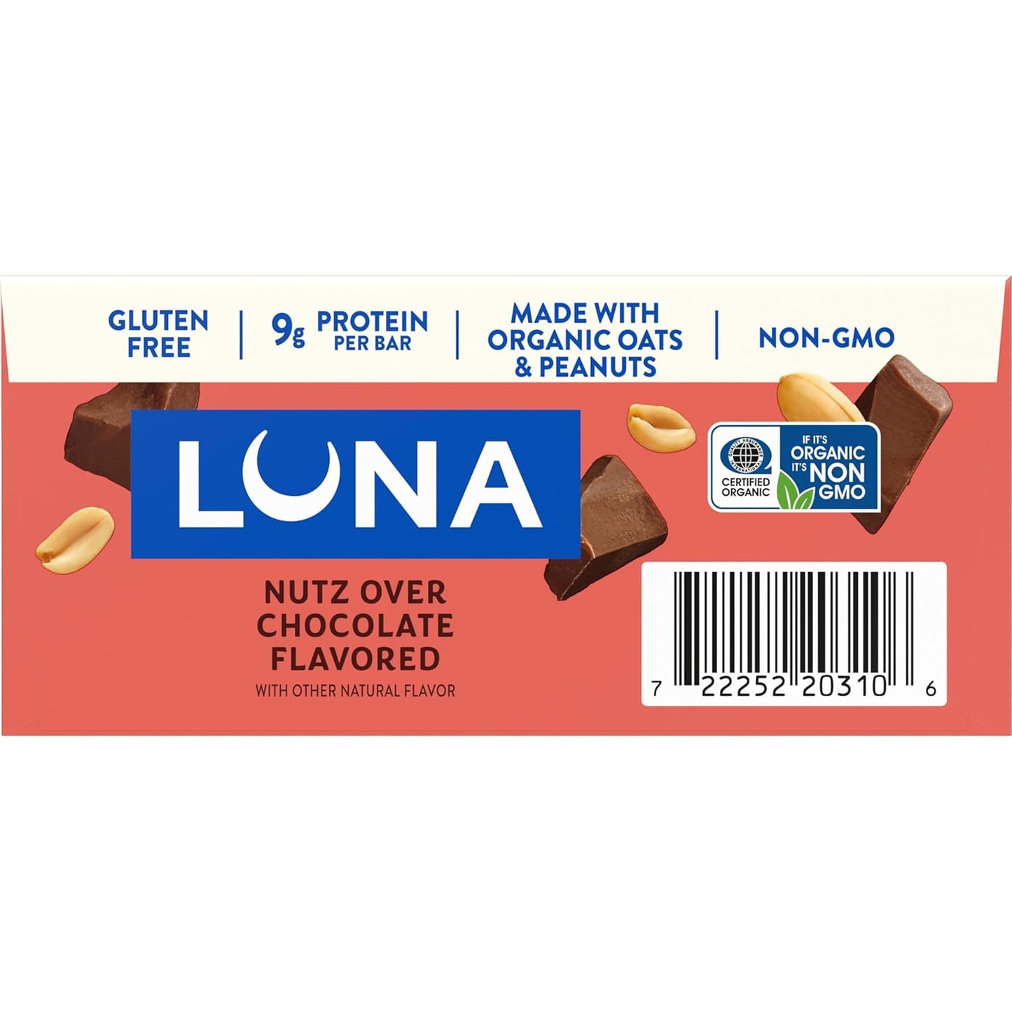 LUNA Bar Nutz Over Chocolate - Sustained Energy Snack for Busy Professionals, Home Office & Focus Fuel