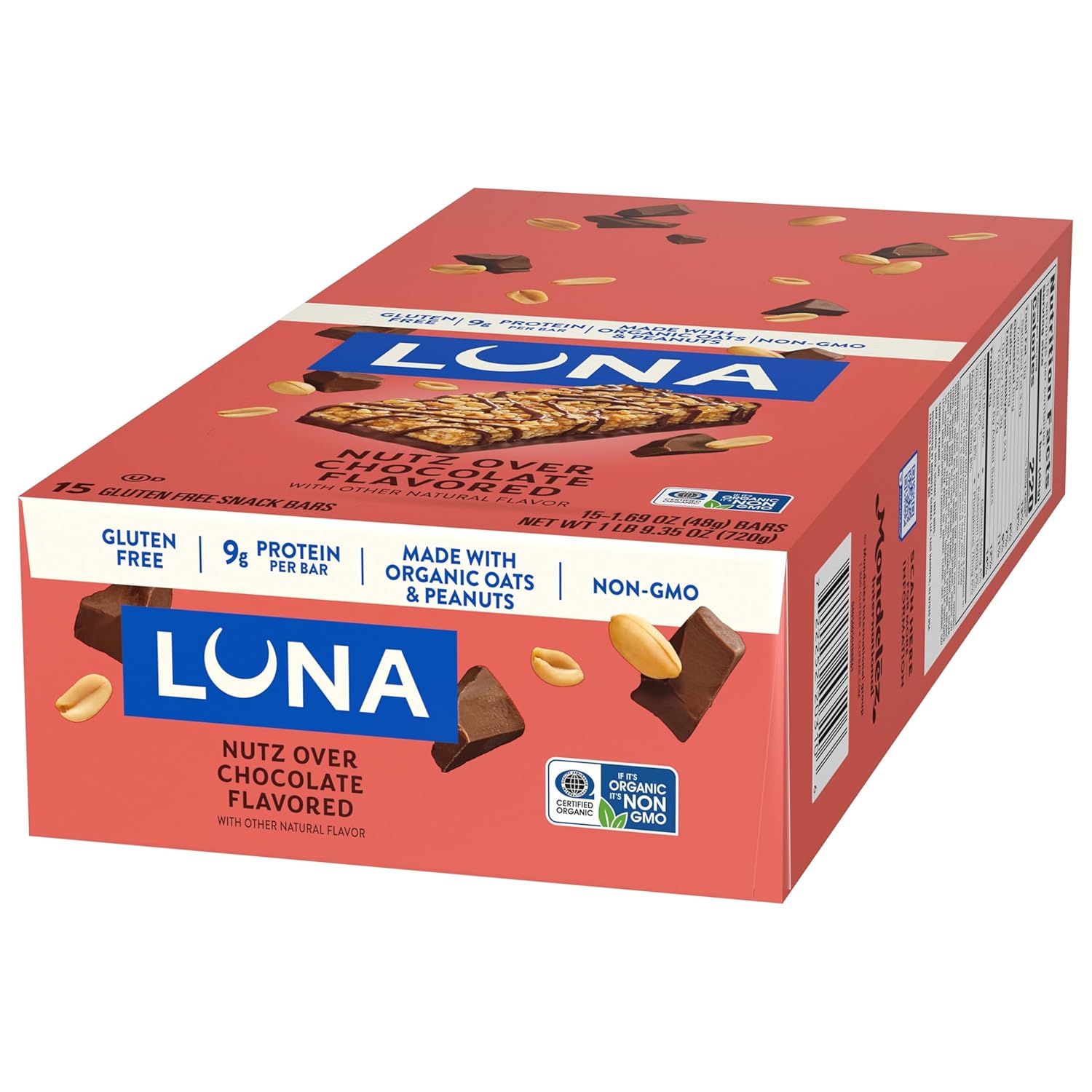 LUNA Bar Nutz Over Chocolate - Sustained Energy Snack for Busy Professionals, Home Office & Focus Fuel
