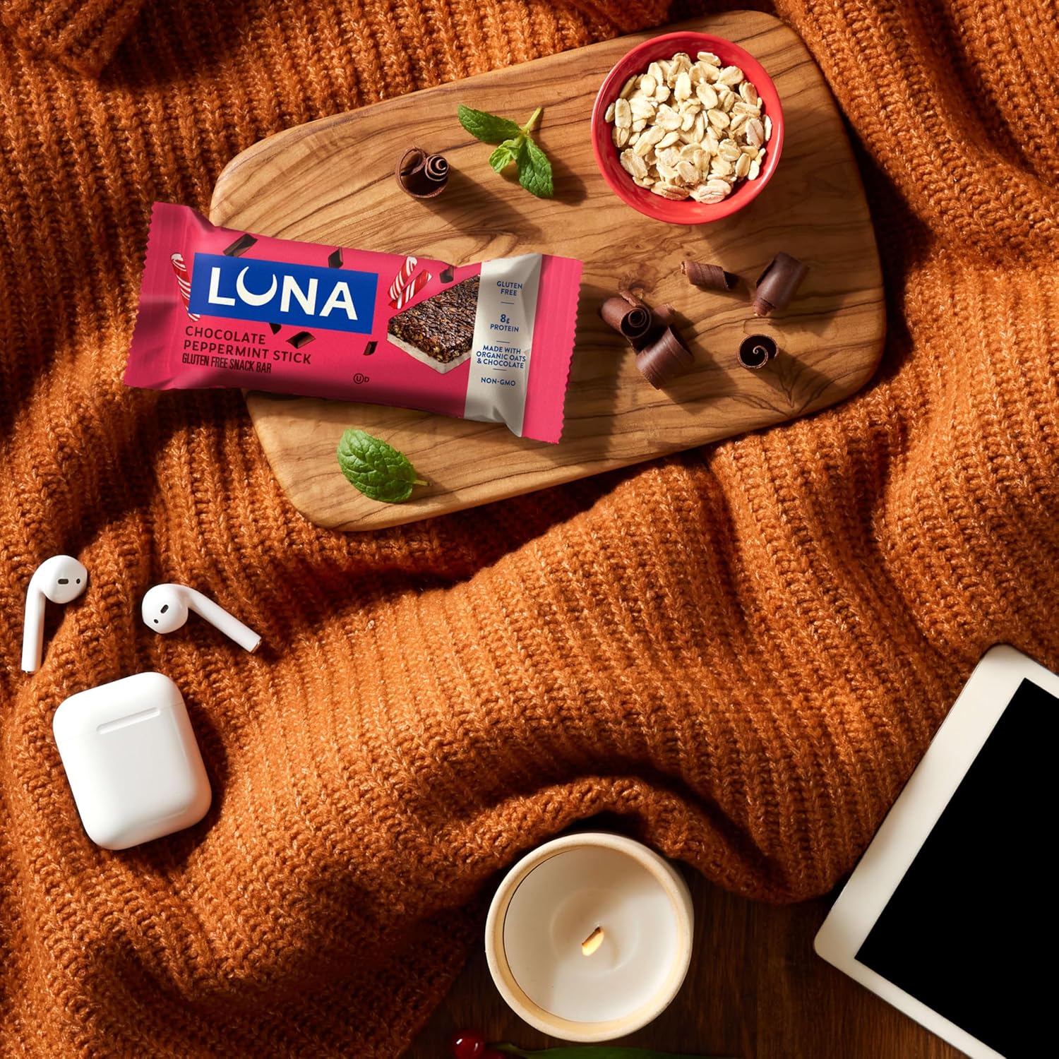 LUNA Bar Snack Bars - Desk-Friendly Fuel for Focused Workdays, Gluten Free Variety 12 Pack