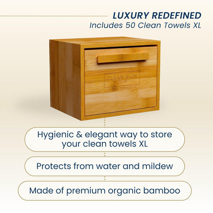 luxe bamboo holder with pullout drawer (7.4" l x 5.8" w x 5.8" h)