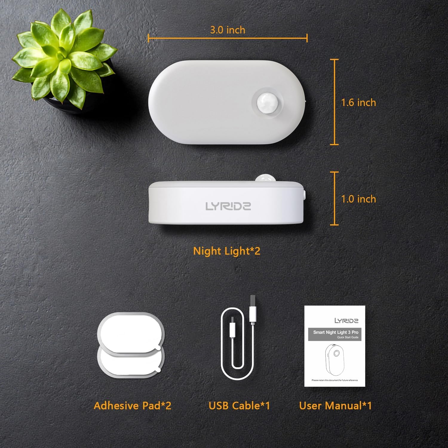 Lyridz Rechargeable LED Night Light for Cozy Bedroom Ambiance, Warm White Dimmable Accent Lighting That Doubles as Stylish Decor