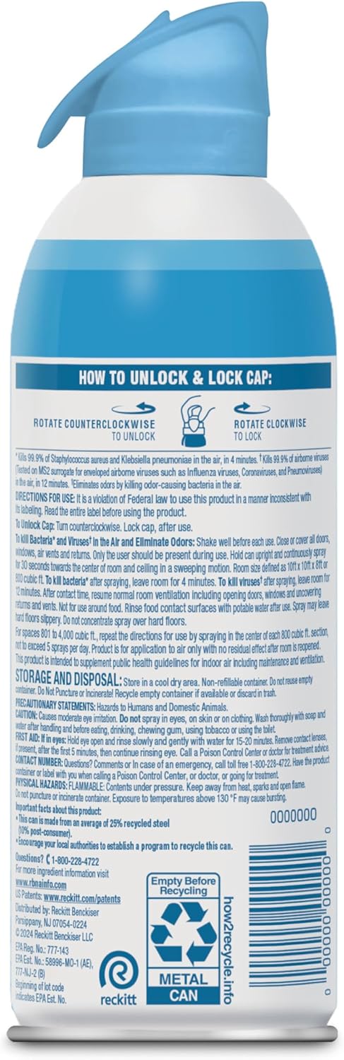 Lysol Air Sanitizer Spray – Calming Lavender Sky Scent for Bedtime Wind-Down and Self-Care Rituals
