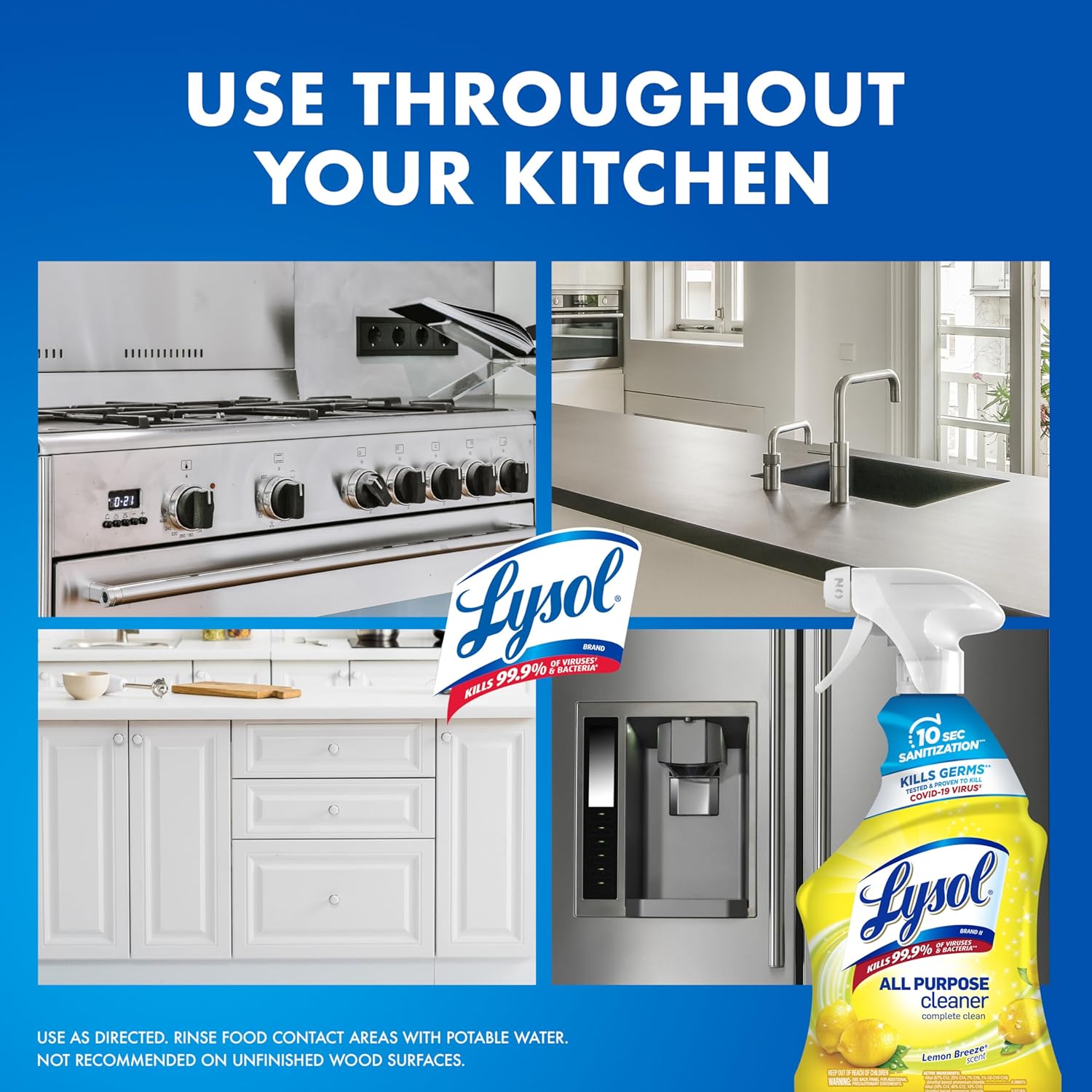 Lysol All Purpose Cleaner Spray – Bleach-Free Disinfectant for High Chairs and Kid Surfaces, 32 Fl Oz