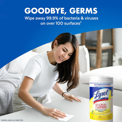 Lysol Disinfectant Wipes, Mindful Germ-Free Living Ritual for Bedrooms and Bathrooms, 3x80 ct Scented Bundle for Self-Care