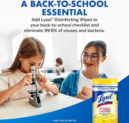 Lysol Disinfectant Wipes, Multi-Surface Antibacterial Cleaning Wipes, For Mindful Home Wellness Routines, Lemon and Lime Blossom, 4-Pack