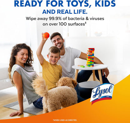 Lysol Disinfecting Wipes Bundle – Pet and Kid Safe Daily Disinfectant for Kitchen Counters and Bathroom Surfaces