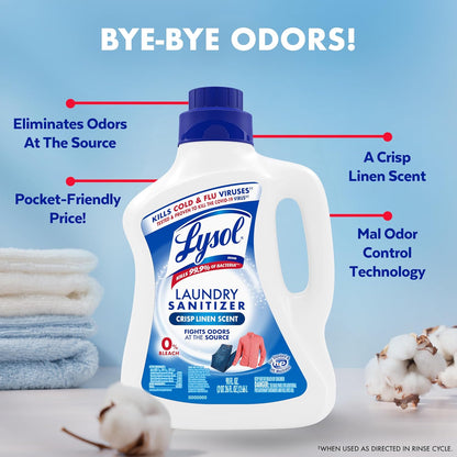 Lysol Laundry Sanitizer Additive for Kids Sports Uniforms and Nursery Linens, Bleach-Free 90oz