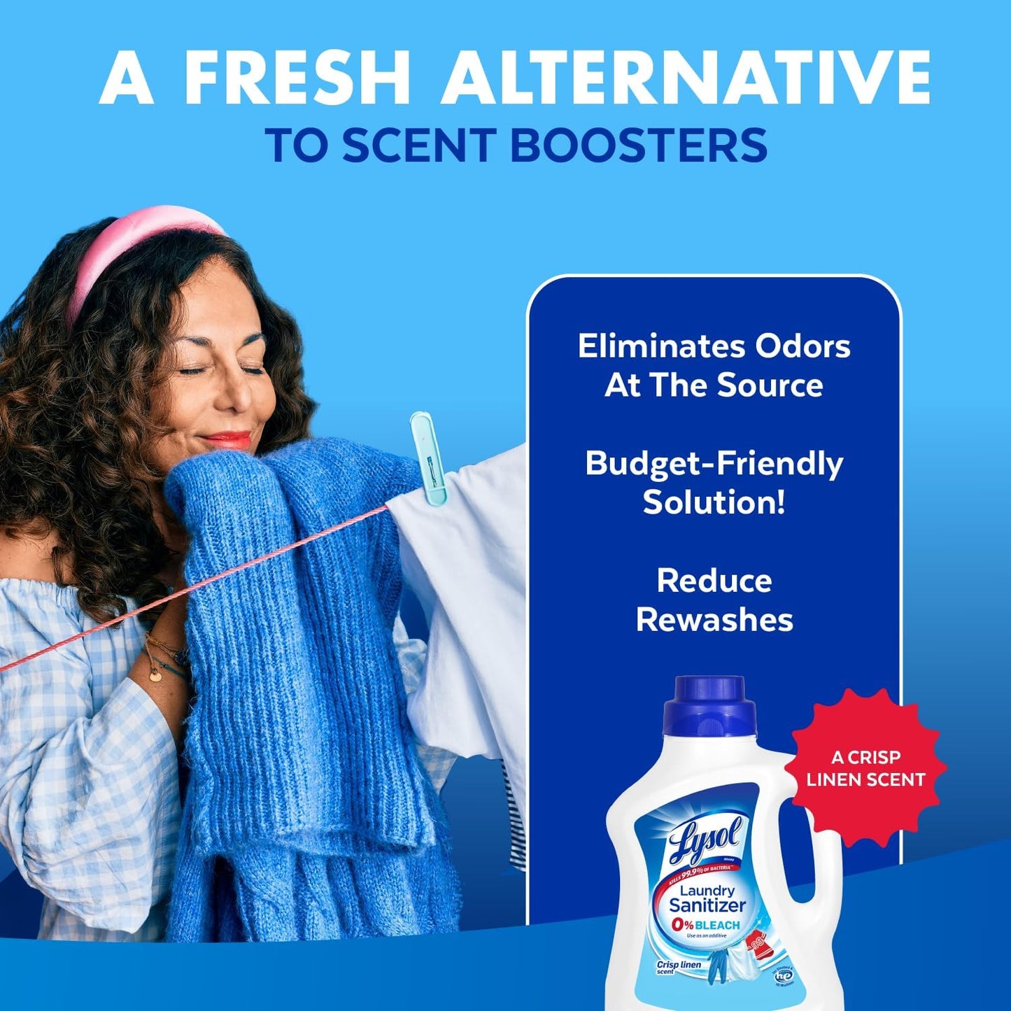 Lysol Laundry Sanitizer Additive Safe Around Kids and Pets, Bleach-Free Odor Eliminator for Family Laundry