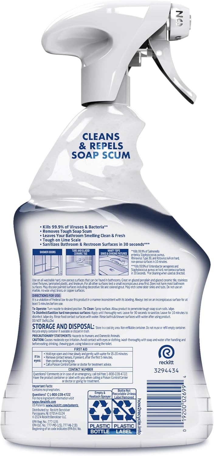 Lysol Power Foaming Bathroom Cleaner – Spa-Fresh Deep Clean Spray for Self-Care Bath Time Rituals, 32 Oz