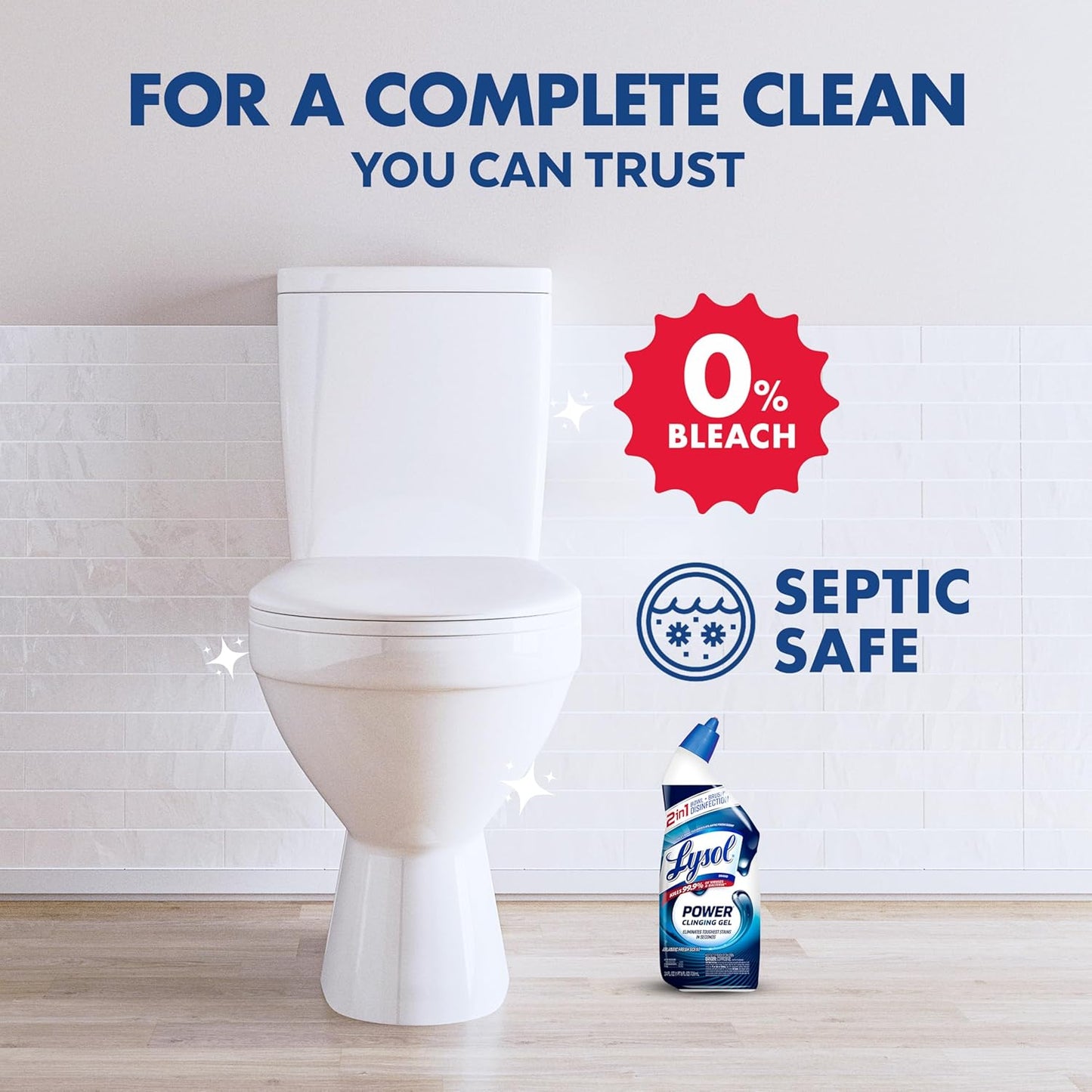 Lysol Toilet Bowl Cleaner, Bleach-Free – Master Bathroom Wind-Down Ritual, Clinging Gel for Toilet Ring Removal