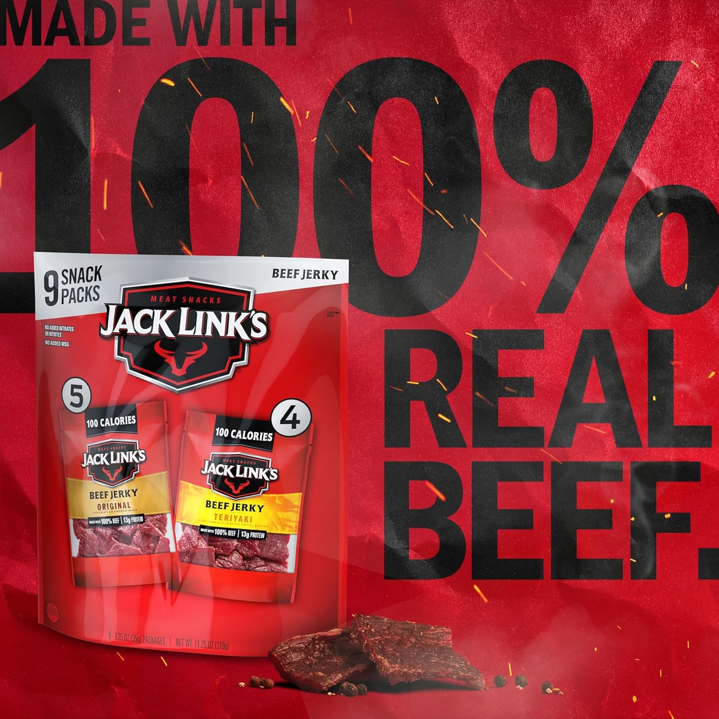 made from 100% real lean beef, slow-cooked over hardwood smoke