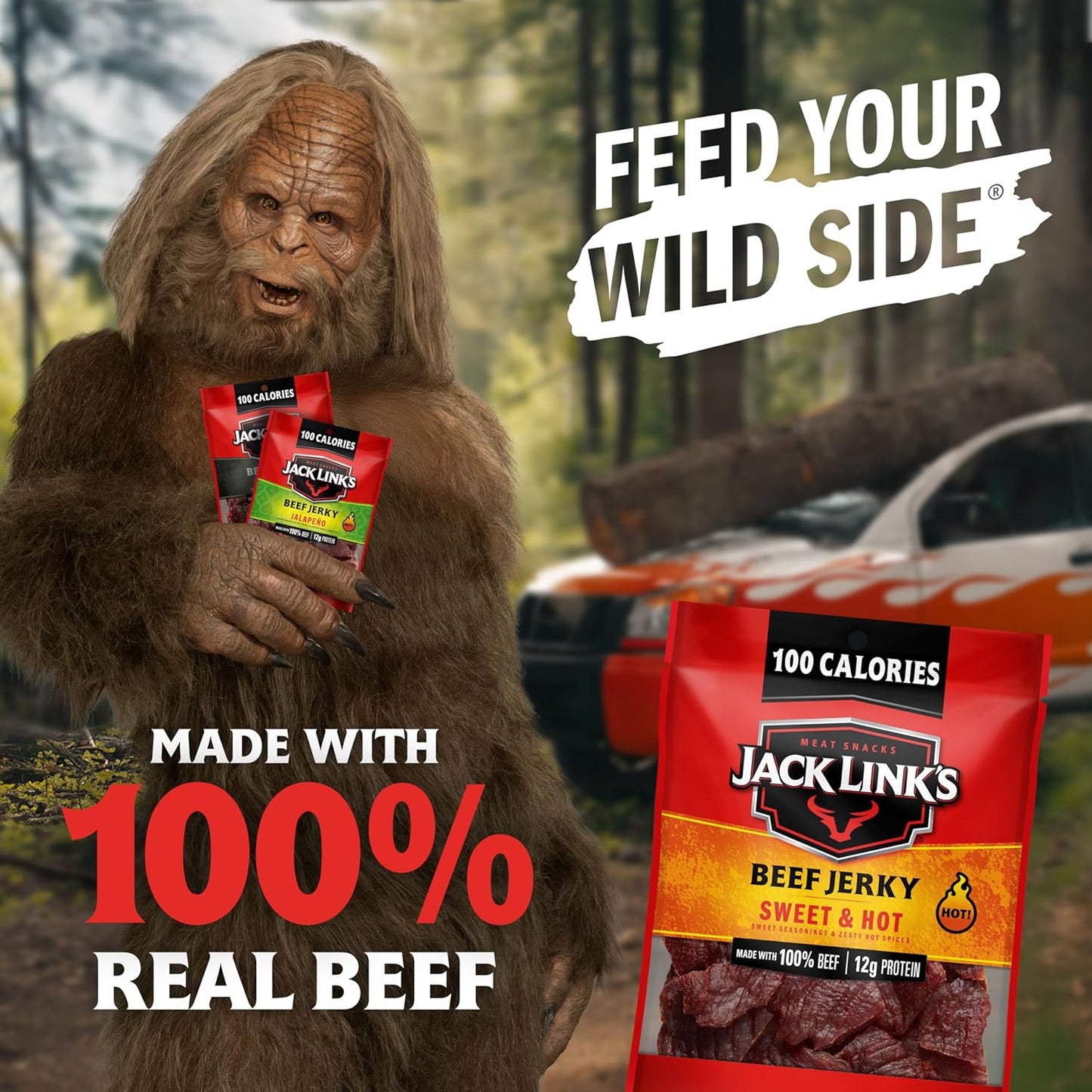 made with 100% premium lean beef, slow-cooked over hardwood smoke