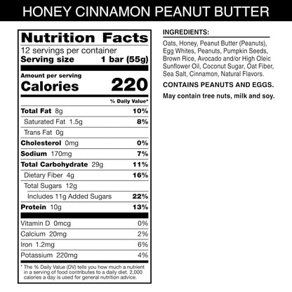 made with oats, honey, peanuts, egg whites, and cinnamon