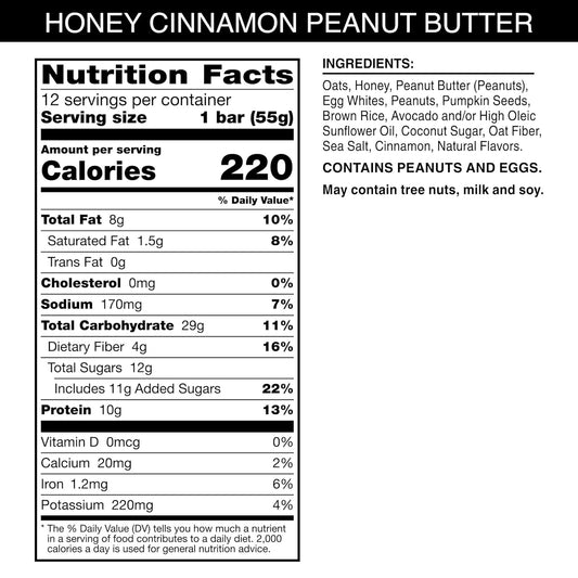 made with oats, honey, peanuts, egg whites, and cinnamon