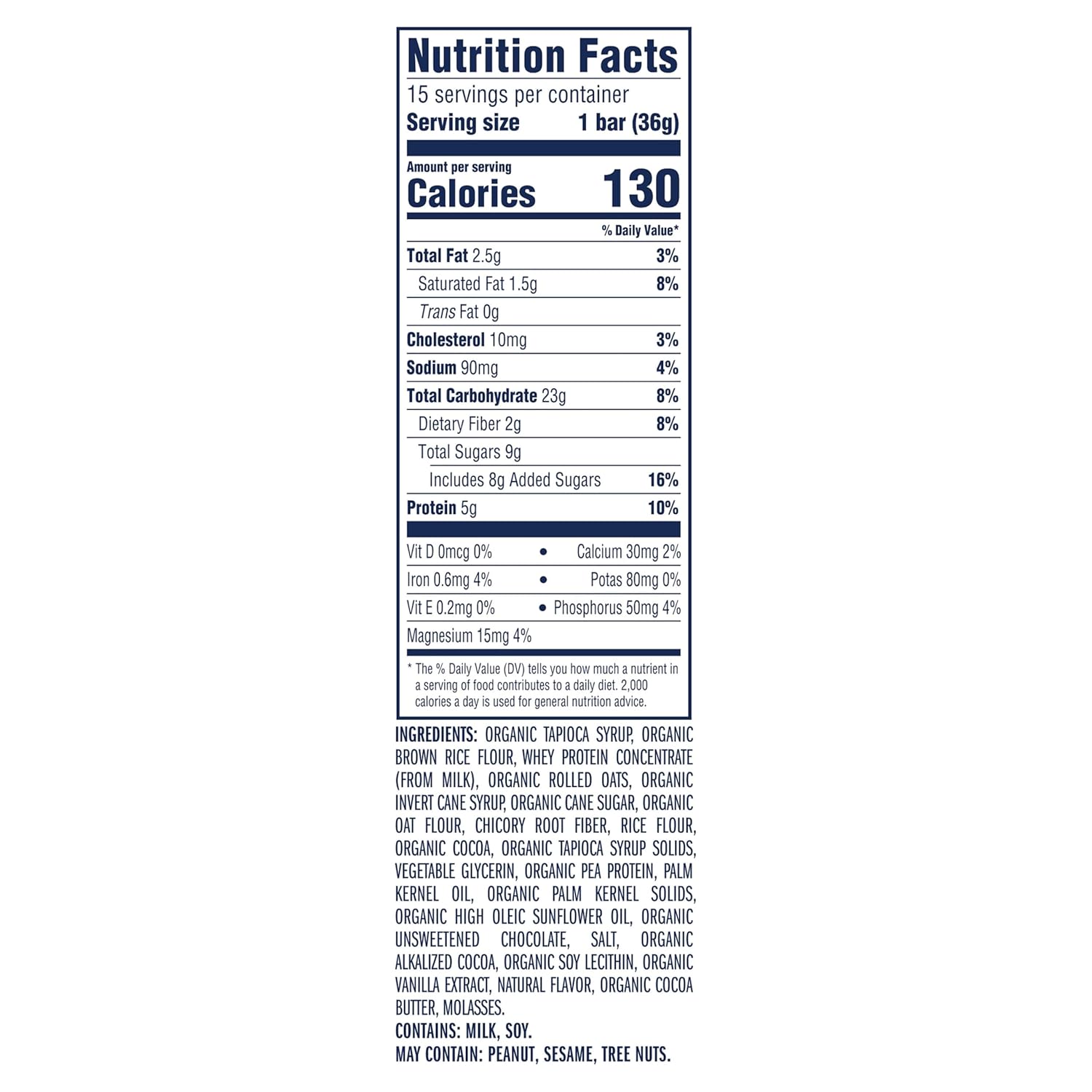 made with usda organic rolled oats and organic whole grains