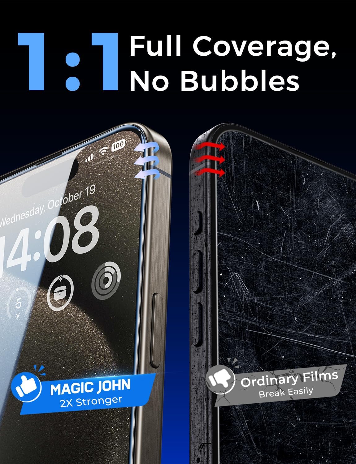 MAGIC JOHN Auto Dust Elimination Screen Protector for iPhone 15 Pro Max – Quick Setup Between Meetings and Travel Days