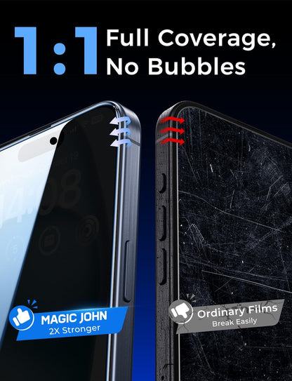 MAGIC JOHN Auto Dust-Elimination Screen Protector iPhone 15 6.1 – Safe DIY Install with 180-Day Replacement Warranty for First-Time Users