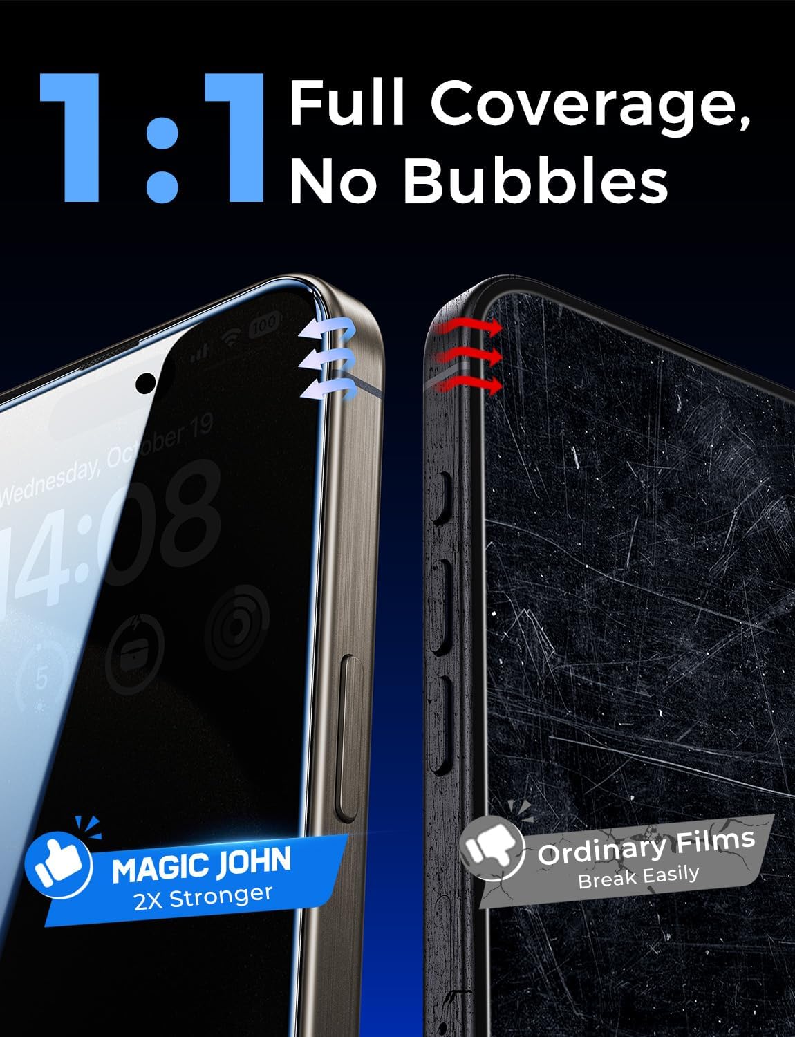 MAGIC JOHN iPhone 15 Pro Max Privacy Screen Protector for Focused Remote Work and Commuting Professionals