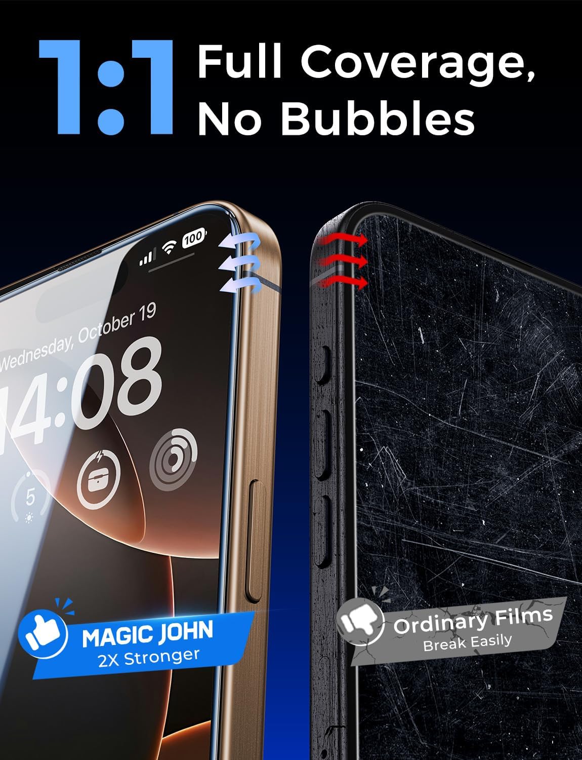 MAGIC JOHN iPhone 16 Pro Screen Protector 2 Pack – Workday Ready, HD Touch Accuracy for Email and Video Calls