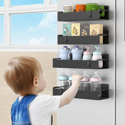 MagnetBrand Fridge Wall Organizer – Stylish Spice Storage That Doubles as Kitchen Accent, 6-Pack in Matt Black