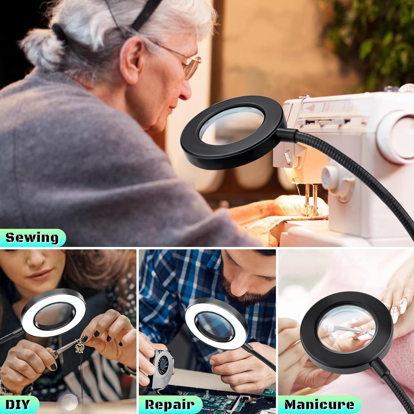 MagniShine Clip Magnifier with Light – Meaningful Housewarming Gift for Hobbyists, 10X LED Desk Lamp for Crafting and Sewing