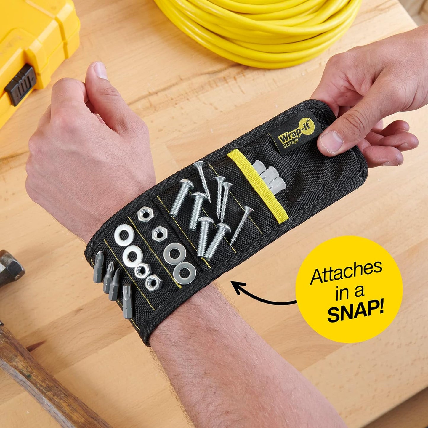 MagSnap Magnetic Wristband by Wrap-It Storage - Father's Day Present for Grandpa, Practical Stocking Stuffer for Men Who Have Everything