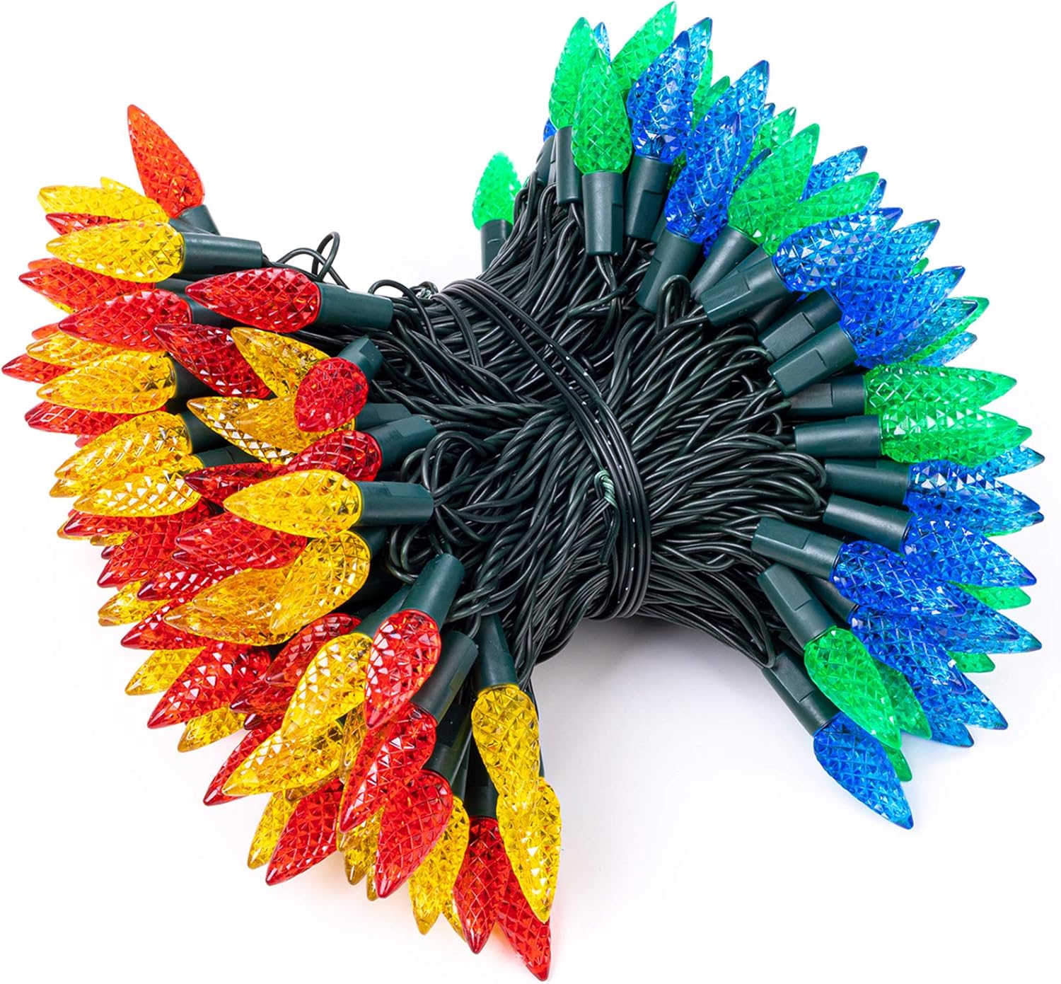 male/female safe end plugs allow up to 3 strands (600 leds, ~226 ft) to connect